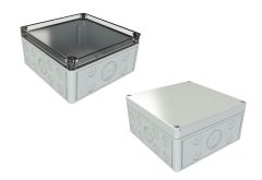 SK-19-02 Gray NEMA 12K outdoor box with knockouts - 7.17 x 7.09 x 3.54 inches