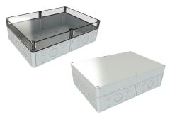 SK-22-02 Gray waterproof NEMA box with knockouts - 14.21 x 10 x 4.37 inches