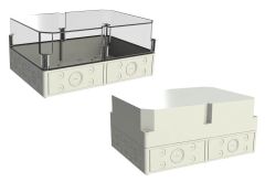 SK-30-02 Gray polycarbonate and fiberglass outdoor electrical junction box with knockouts - 14.21 x 10 x 6.39 inches