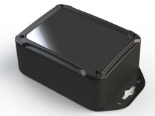 XR-34FMBR Black plastic indoor enclosure for electronics with surface mount flanges - 4.5 x 3.38 x 1.85 inches