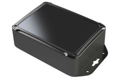 XR-46FMBR Black plastic indoor enclosure for electronics with surface mount flanges - 6 x 4.38 x 1.97 inches