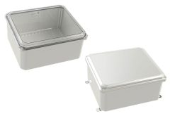 Outdoor weatherproof plastic electrical enclosure made from durable polycarbonate