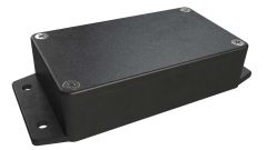 AN-02F Black diecast aluminum enclosure with flanges for wall mounting - 4.53 x 2.56 x 1.18 inches
