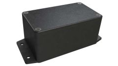 AN-03F Black diecast aluminum enclosure with flanges for wall mounting - 4.53 x 2.56 x 2.17 inches