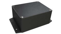 AN-04F Black diecast aluminum enclosure with flanges for wall mounting - 4.53 x 3.54 x 2.17 inches