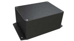 AN-05F Black diecast aluminum enclosure with flanges for wall mounting - 5.83 x 4.25 x 2.95 inches