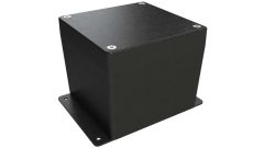 AN-09F Black diecast aluminum enclosure with flanges for wall mounting - 4.75 x 4.75 x 4 inches