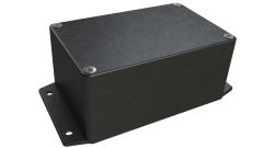 AN-14F Black diecast aluminum enclosure with flanges for wall mounting - 4.9 x 3.14 x 2.26 inches