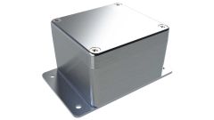 AN-19F Natural diecast aluminum enclosure with flanges for wall mounting - 3.13 x 2.93 x 2.05 inches