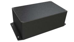 AN-22F Black diecast aluminum enclosure with flanges for wall mounting - 7.87 x 4.72 x 2.95 inches