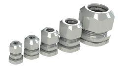 Gray pastic cable gland accessories for enclosures and cable management