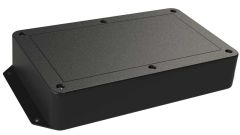 DC-57FMBYT Black ABS plastic enclosure for electronics with a molded on surface mount flange and a Flush/Textured cover style - 8.25 x 5 x 1.5 inches