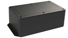 DC-58FMBYT Black plastic heavy duty enclosure for electronics with molded on surface mount flanges and a Flush/Textured cover style - 8.25 x 5 x 3 inches