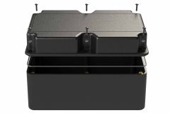 DC-85PMMTG Black gasketed plastic heavy duty enclosure for electronics with a Flush/Textured cover style - 8.25 x 5 x 4.33 inches