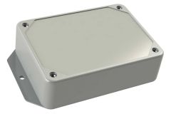 LP-51FMBR*01 Gray basic indoor ABS enclosure for electronics with flanges for surface mount applications and a Recessed/Smooth cover style - 4.55 x 3.29 x 1.25 inches