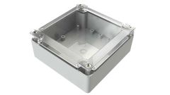 SG-19-03 Gray with Clear Cover NEMA rated plastic box for electronics - 4.88 x 4.8 x 2.13 inches
