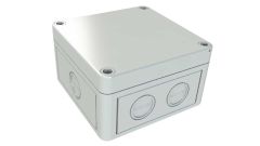 SK-14-02 Gray waterproof junction box with knockouts - 4.33 x 4.33 x 2.6 inches