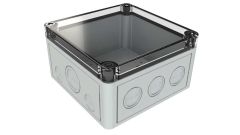SK-16-03 Gray with Clear Cover electrical box with knockouts - 5.12 x 5.12 x 2.95 inches