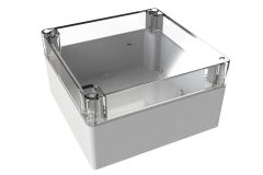 WC-39*1508 Gray with Clear Cover outdoor NEMA 4x enclosure for electronics - 6.3 x 6.3 x 3.52 inches