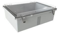 WQ-73-03 Gray with Clear Cover outdoor waterproof hinged electrical enclosure - 17.72 x 13.78 x 6.3 inches
