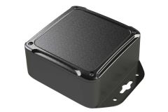 XR-44FMBT Black plastic indoor box for electronics with internal PCB mounting bosses - 4 x 4 x 1.85 inches