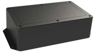 DC-96FMBYT Black plastic heavy duty enclosure for electronics with molded on surface mount flanges and a Flush/Textured cover style - 10 x 6 x 3 inches