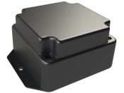 LP-42FMBT Black basic indoor ABS enclosure for electronics with flanges for surface mount applications and a Flush/Textured cover style - 3.29 x 3.29 x 2 inches