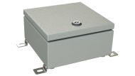 SB-39-02 Gray painted steel hinged electrical enclosure - 7.87 x 7.87 x 3.98 inches