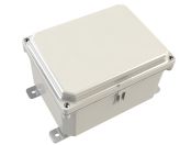 YQ-080604-13 Gray NEMA 4X and 6P rated outdoor electrical enclosure with mounting flange - 8.59 x 6.59 x 5.11 inches