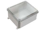 Outdoor weatherproof plastic electrical enclosure made from durable polycarbonate