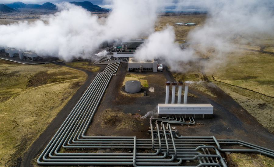 aerial view of geothermal power plant