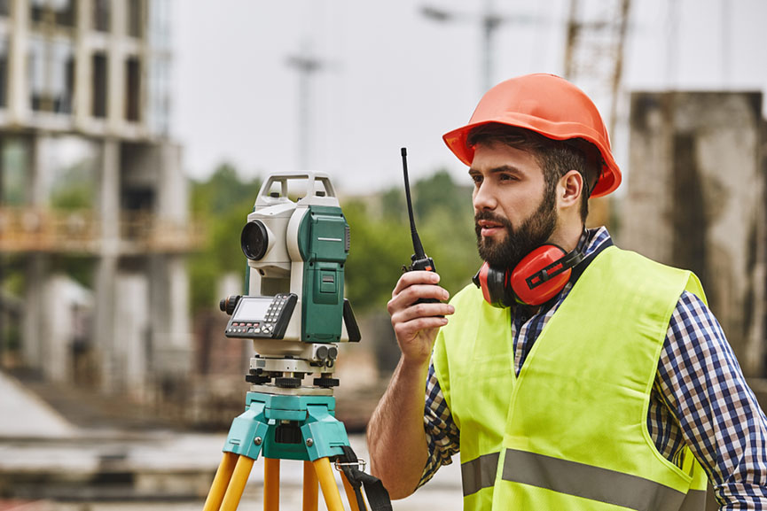 man using walkie talkie