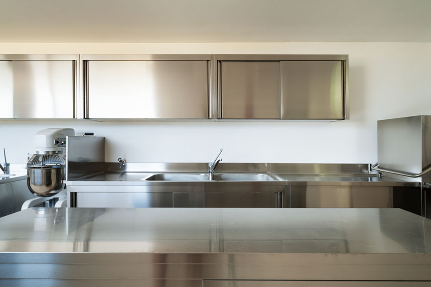 stainless steel surfaces in kitchen